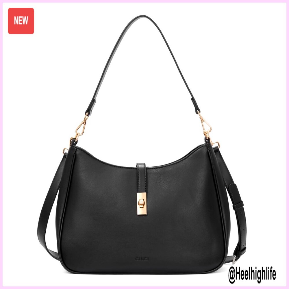 Large Vegan Leather Shoulder Bag With Adjustable Crossbody Strap